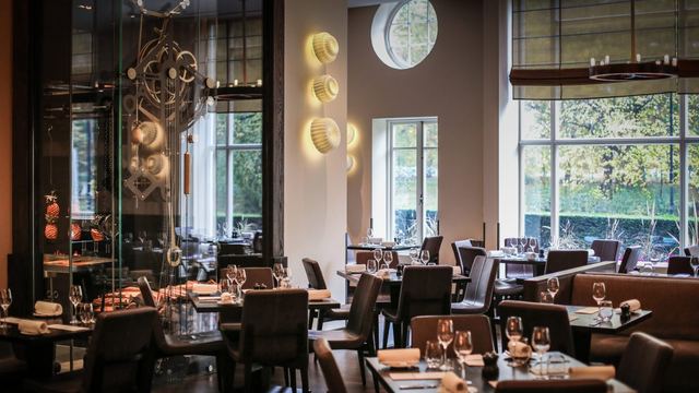 The dining room at Dinner by Heston Blumenthal, looking onto Hyde Park